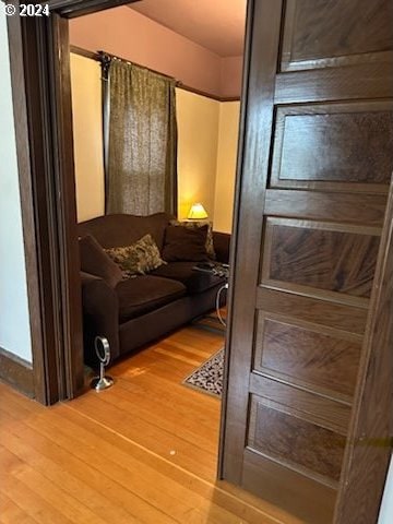 interior space with light hardwood / wood-style floors