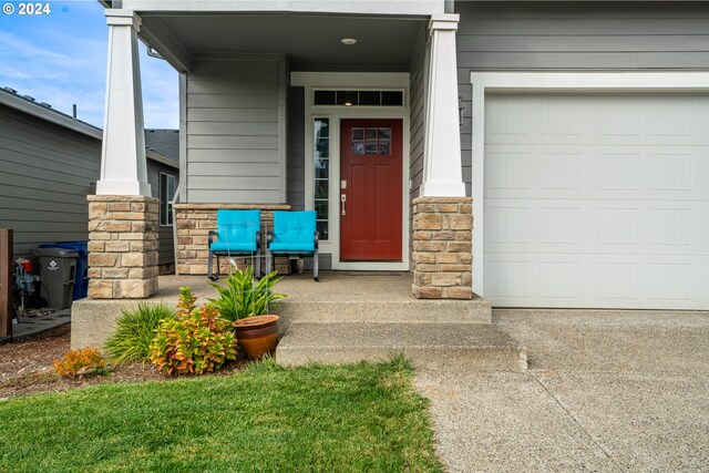 entrance to property with a garage