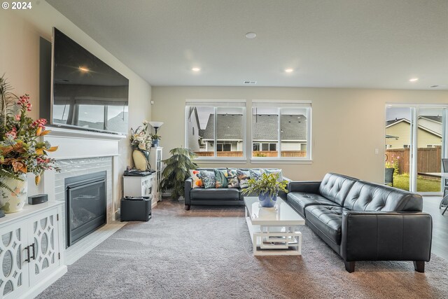 living room with carpet floors