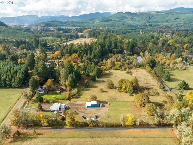 bird's eye view with a mountain view