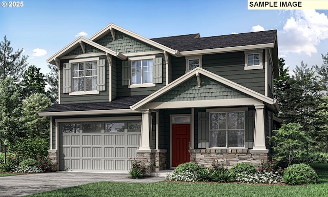 craftsman-style house with a garage