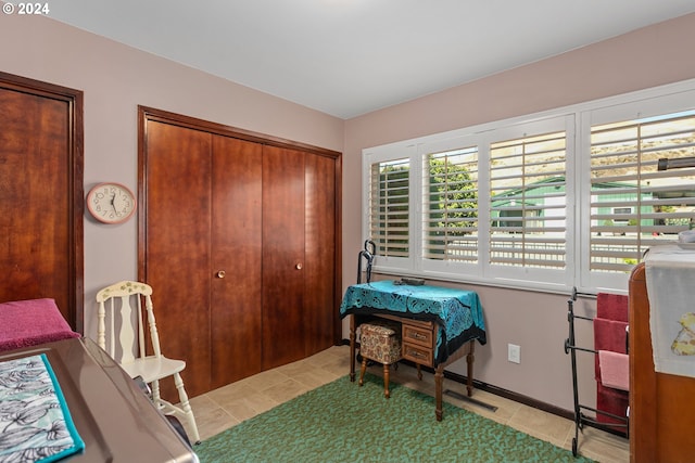 office with light tile patterned floors