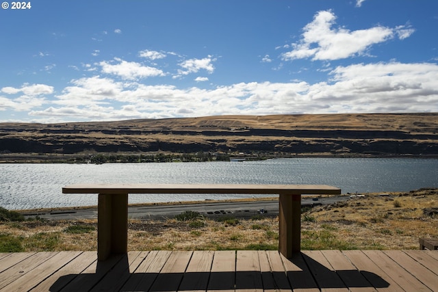 exterior space featuring a water view