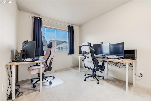 view of carpeted office space