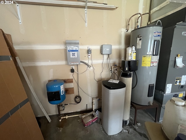 utility room with water heater