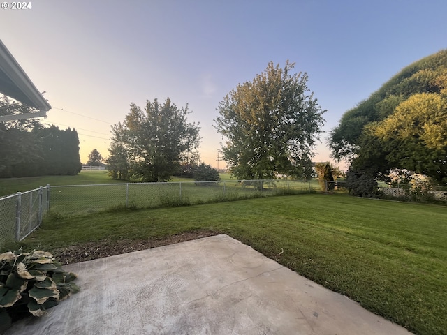 yard at dusk with a patio