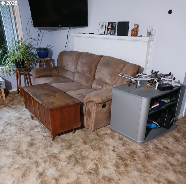 living room with light colored carpet