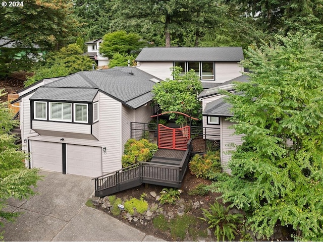 view of front of property with a garage