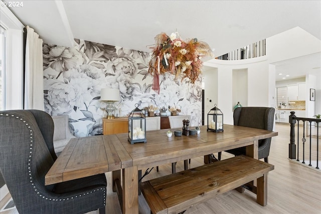 dining room with light wood-type flooring