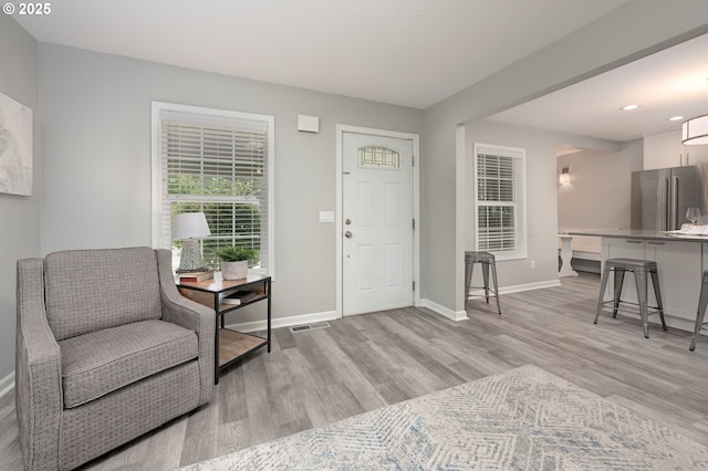 2823 SE Olsen St, Milwaukie, OR 97222 - entryway featuring light wood-type flooring, baseboards, and recessed lighting