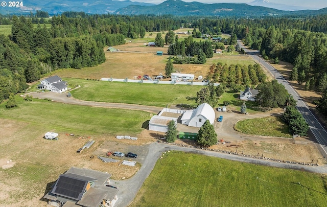 birds eye view of property with a mountain view