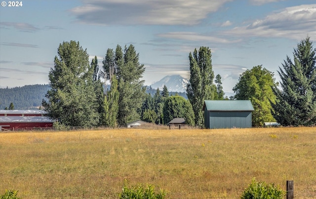 view of yard with a mountain view