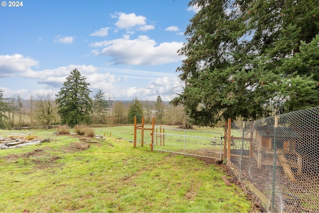 view of yard with a rural view