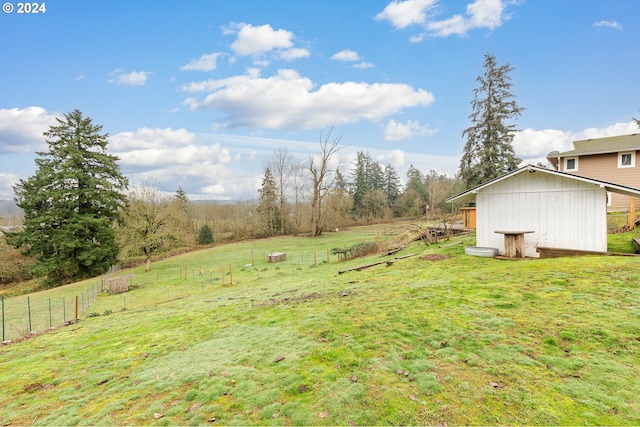 view of yard with a rural view