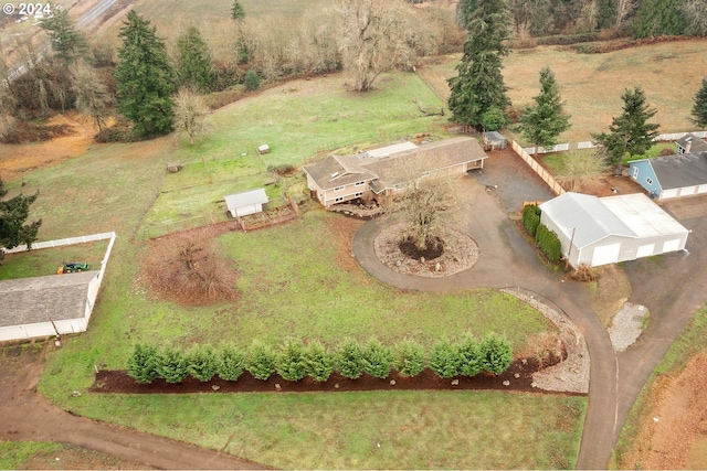 bird's eye view with a rural view