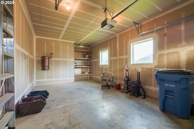 garage with a garage door opener