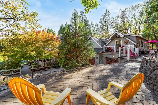 view of patio featuring a deck