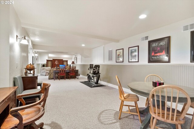 view of carpeted dining space