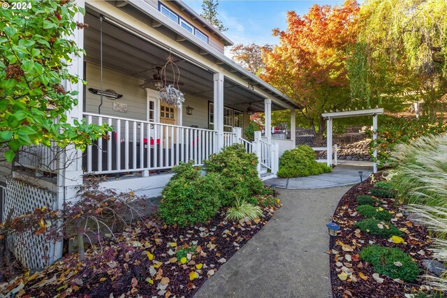 exterior space with covered porch