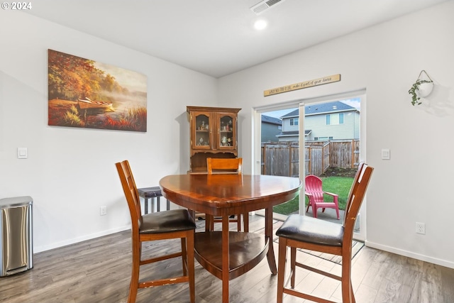 dining room with wood-type flooring