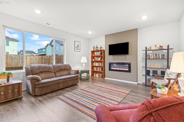 living room with hardwood / wood-style flooring