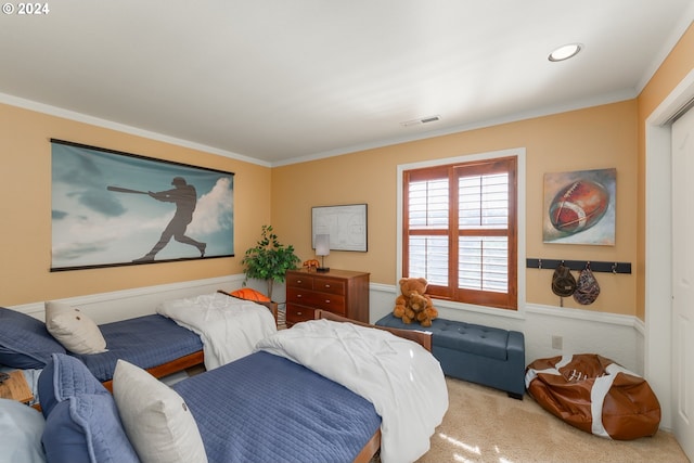 317 Aker Dr, Myrtle Creek, OR 97457 - bedroom with ornamental molding, carpet floors, and recessed lighting