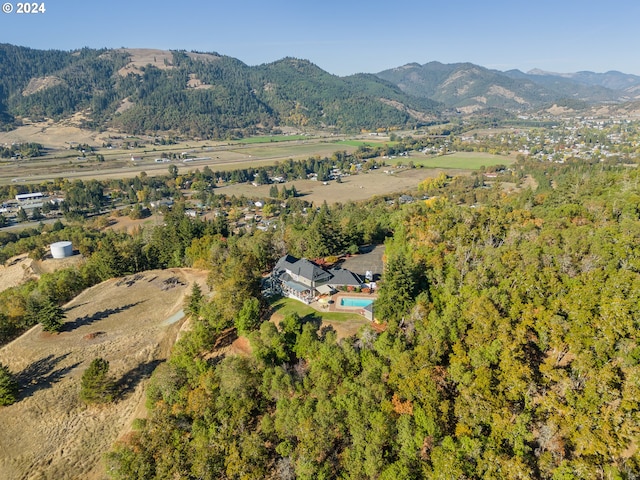 317 Aker Dr, Myrtle Creek, OR 97457 - aerial overview of property's location with a mountain backdrop