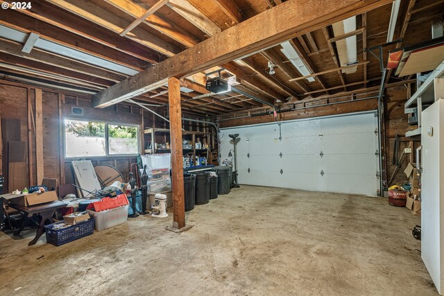 garage with a garage door opener