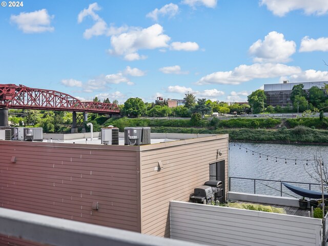 exterior space featuring a water view