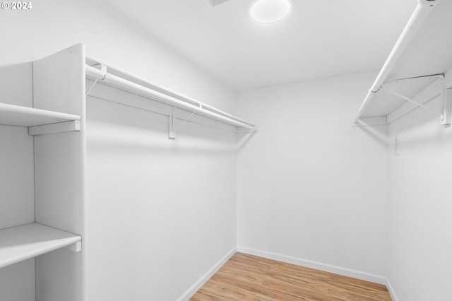 walk in closet featuring light hardwood / wood-style flooring