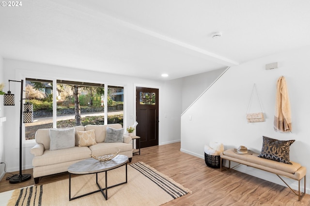 living room with light wood-type flooring