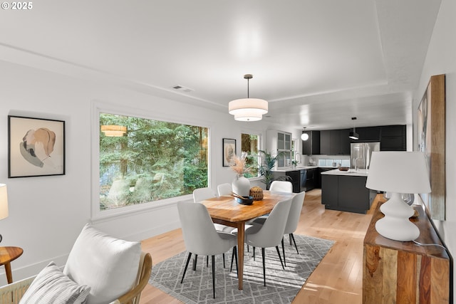 dining area featuring light hardwood / wood-style floors and a healthy amount of sunlight