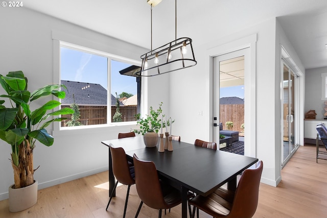 dining area featuring light wood-type flooring