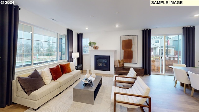 living room featuring light hardwood / wood-style floors