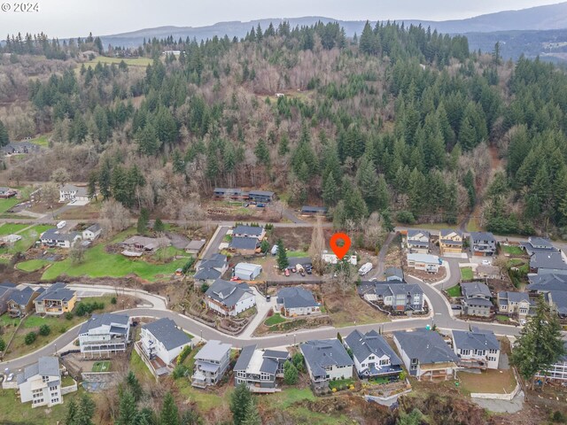 drone / aerial view with a mountain view