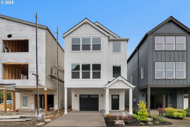 view of front of property with a garage