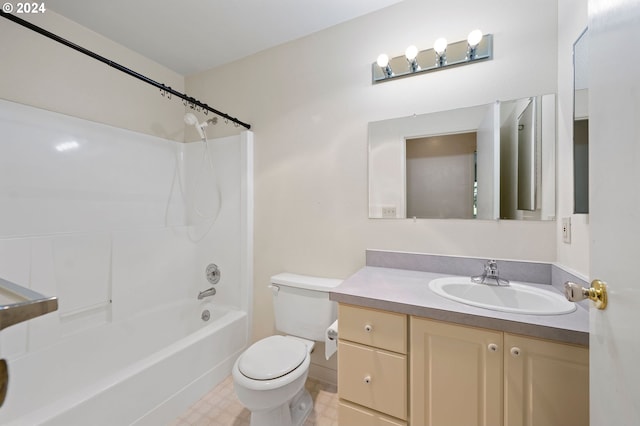 full bathroom featuring vanity, toilet, and tub / shower combination