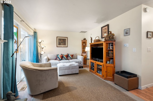 living room with hardwood / wood-style floors