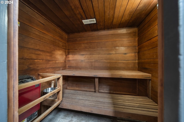 view of sauna featuring carpet