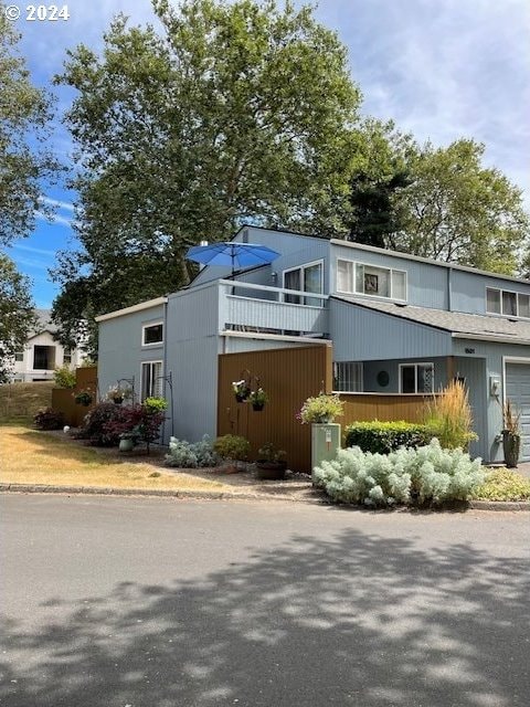 exterior space with a garage