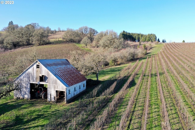 drone / aerial view with a rural view