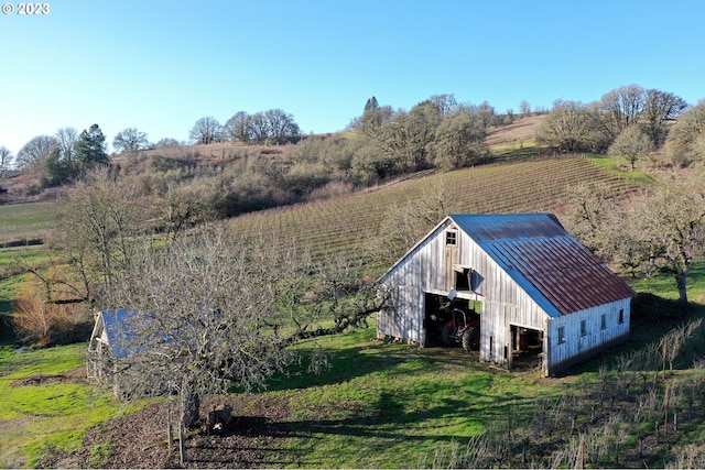 bird's eye view with a rural view