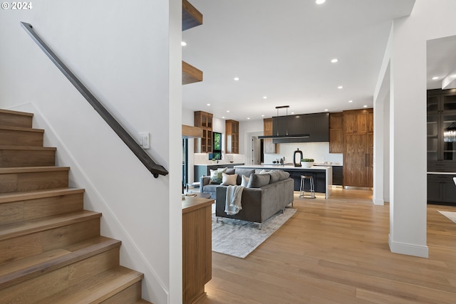 living room featuring light hardwood / wood-style floors