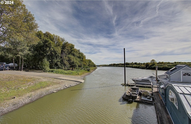 view of water feature featuring a boat dock