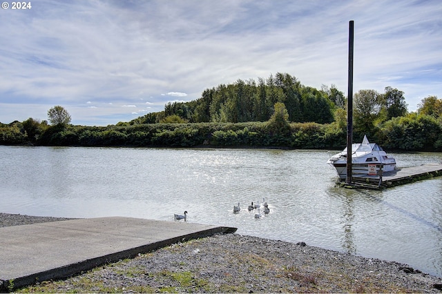 dock area featuring a water view