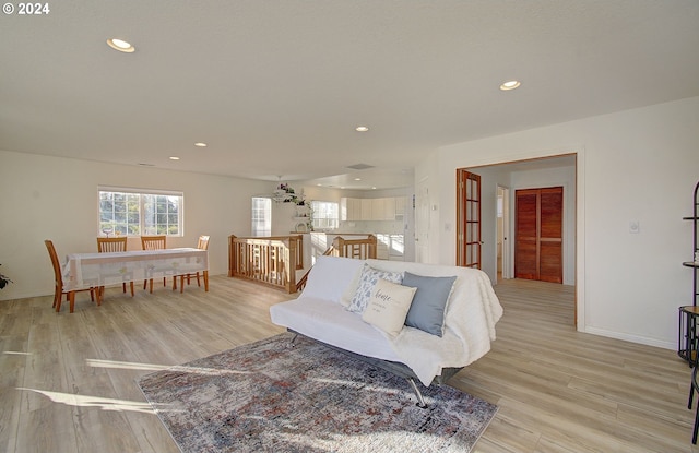 living room featuring light hardwood / wood-style floors