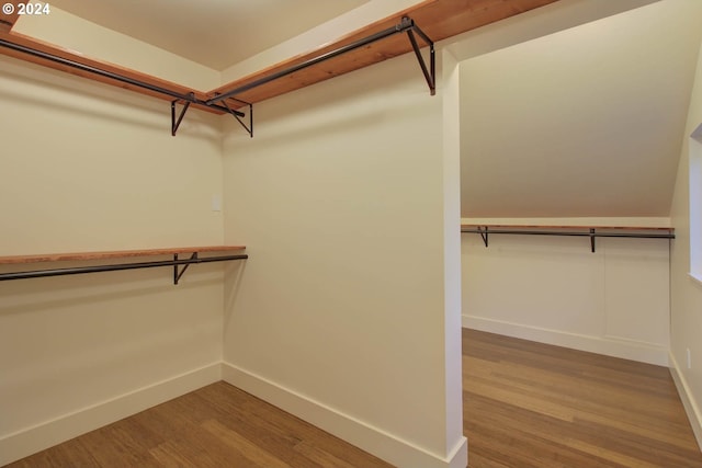 walk in closet featuring hardwood / wood-style floors