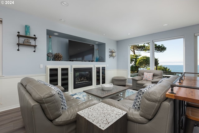 living room with hardwood / wood-style floors