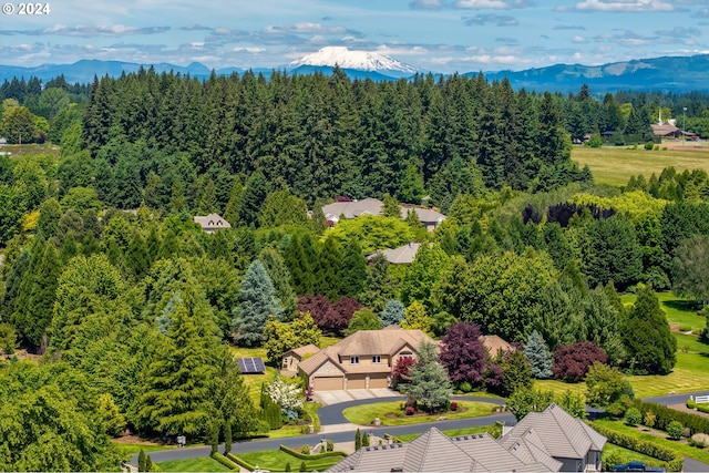 drone / aerial view with a mountain view