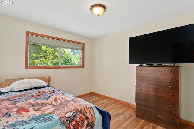 bedroom with light hardwood / wood-style flooring